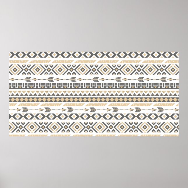 Seamless ethnic beige pattern. illustration poster (Front)