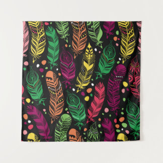 Seamless ethnic feathers, vibrant pattern. tapestry