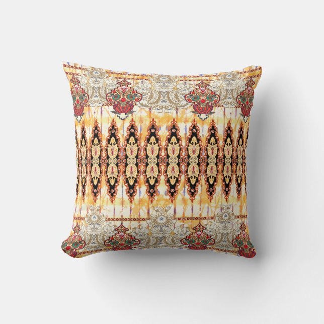 Seamless ethnic mughal floral pattern cushion (Front)