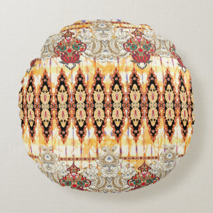 Seamless ethnic mughal floral pattern round cushion