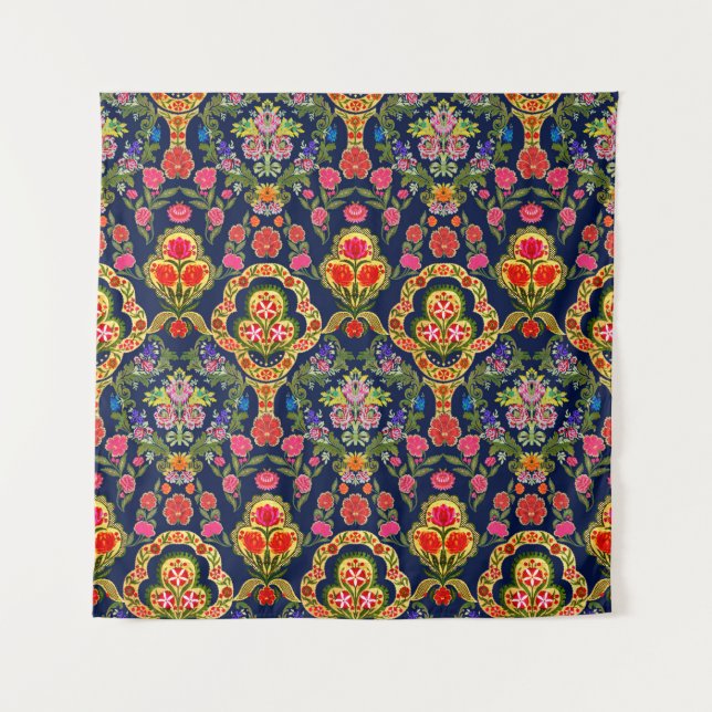 Seamless ethnic mughal floral pattern tapestry (Front)