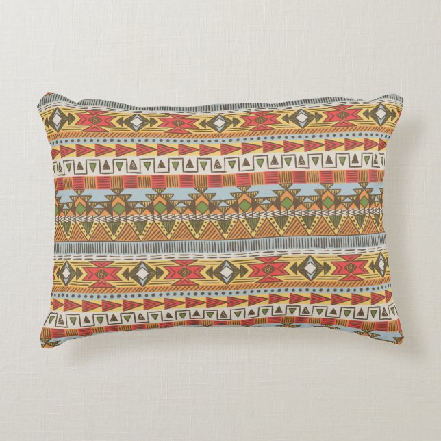 Seamless ethnic pattern in bright colours decorative cushion (Front)