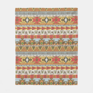 Seamless ethnic pattern in bright colours fleece blanket