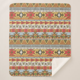 Seamless ethnic pattern in bright colours sherpa blanket