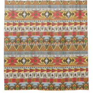 Seamless ethnic pattern in bright colours shower curtain
