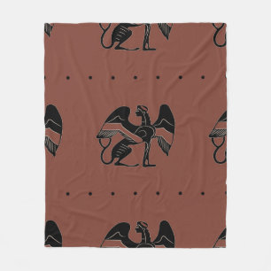 Seamless ethnic pattern with fantastic winged sphi fleece blanket