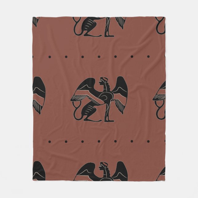 Seamless ethnic pattern with fantastic winged sphi fleece blanket (Front)