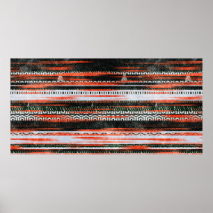 Seamless ethnic tribal pattern stripes rug design. poster