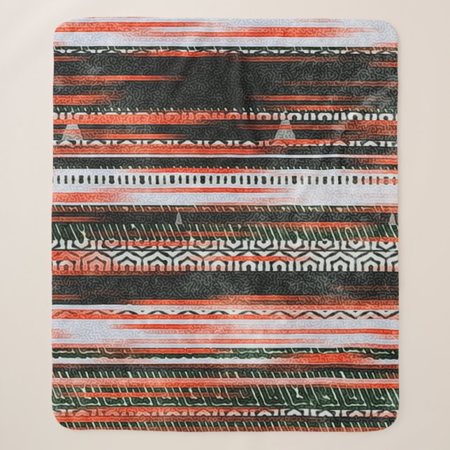 Seamless ethnic tribal pattern stripes rug design. sherpa blanket (Front)