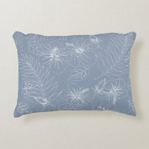Seamless Exotic Hibiscus Tropical Palm Leaves Decorative Cushion