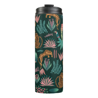 Seamless exotic jungle pattern thermal tumbler