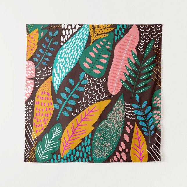 Seamless exotic pattern with tropical plants. vint tapestry (Front)