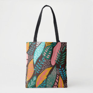 Seamless exotic pattern with tropical plants. vint tote bag