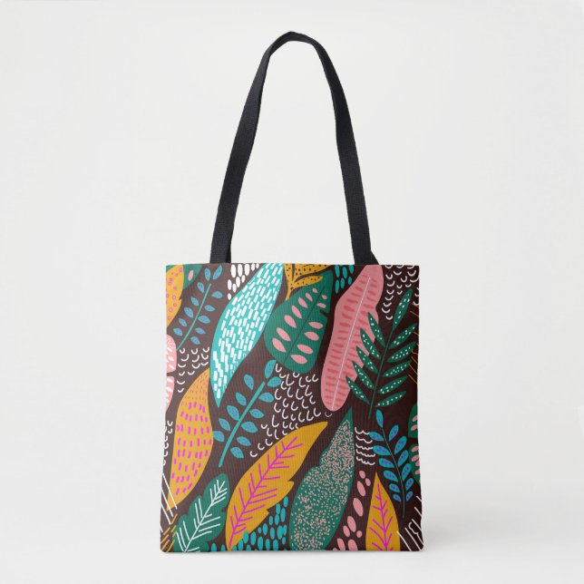 Seamless exotic pattern with tropical plants. vint tote bag (Front)