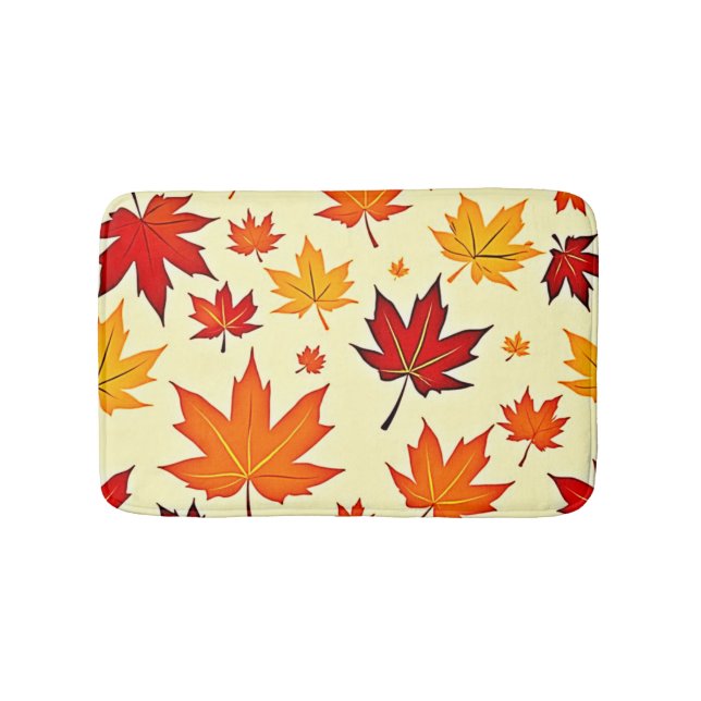 Seamless Fall Foliage Design Bath Mat (Front)