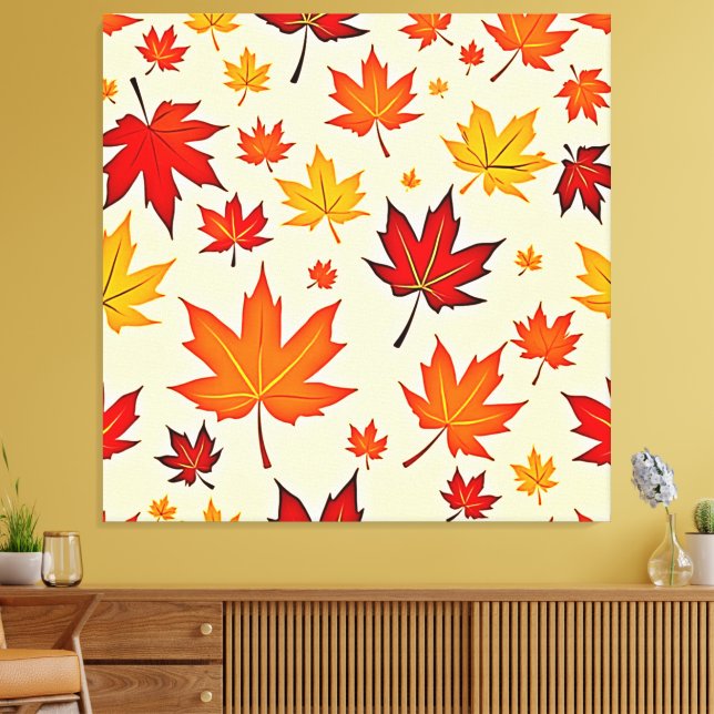 Seamless Fall Foliage Design Canvas Print (Insitu(LivingRoom))