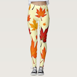 Seamless Fall Foliage Design Leggings