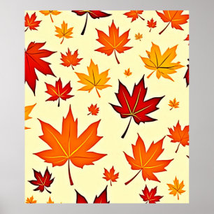 Seamless Fall Foliage Design Poster