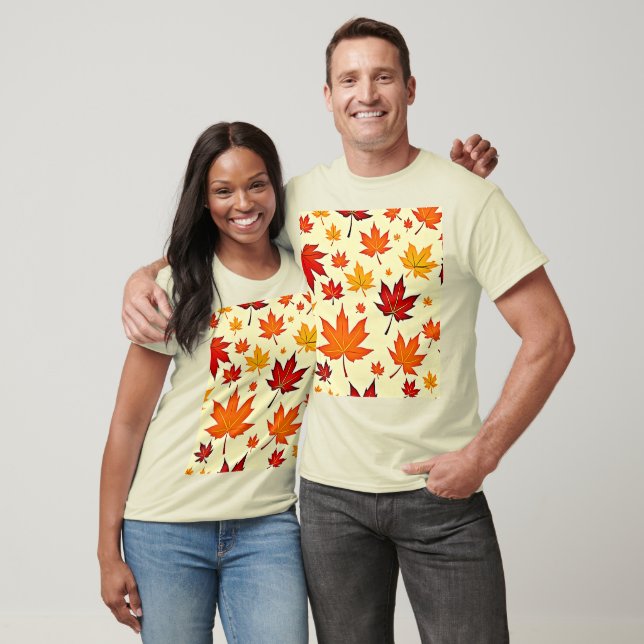 Seamless Fall Foliage Design T-Shirt (Unisex)