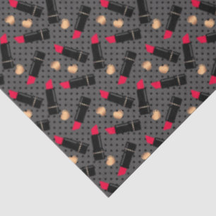 Seamless fashion cosmetic red lipstick polka dots tissue paper