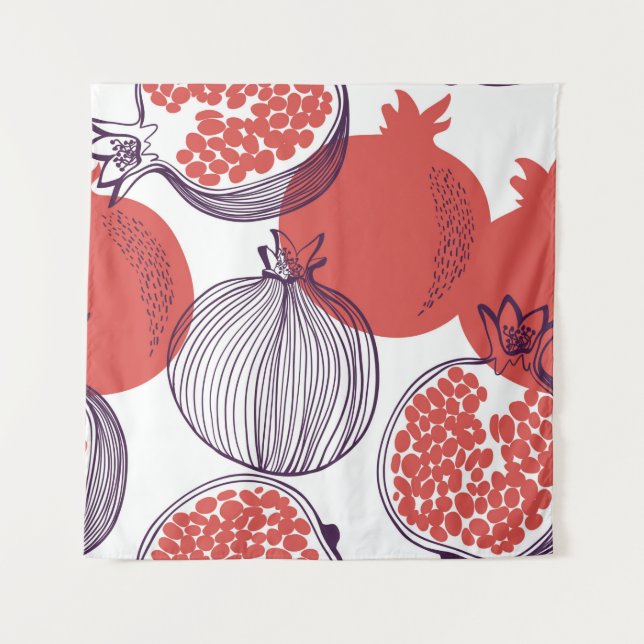 Seamless fashion pattern of pomegranate fruit, hal tapestry (Front)