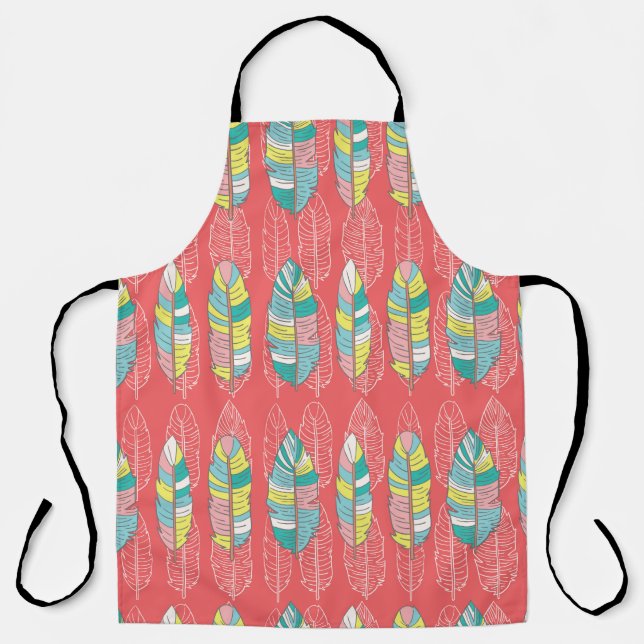 Seamless feather pattern background. Endless colou Apron (Front)