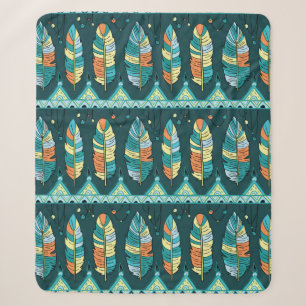 Seamless feather pattern background. Endless colou Sherpa Blanket