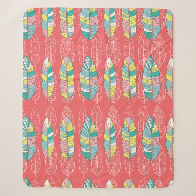 Seamless feather pattern background. Endless colou Sherpa Blanket (Front)