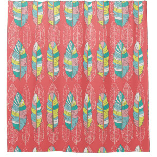 Seamless feather pattern background. Endless colou Shower Curtain