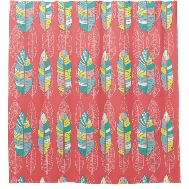 Seamless feather pattern background. Endless colou Shower Curtain (Front)