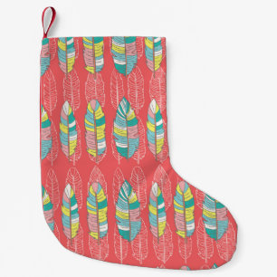 Seamless feather pattern background. Endless colou Small Christmas Stocking