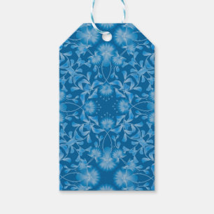 Seamless feminine floral blue flowers gzhel orname gift tags