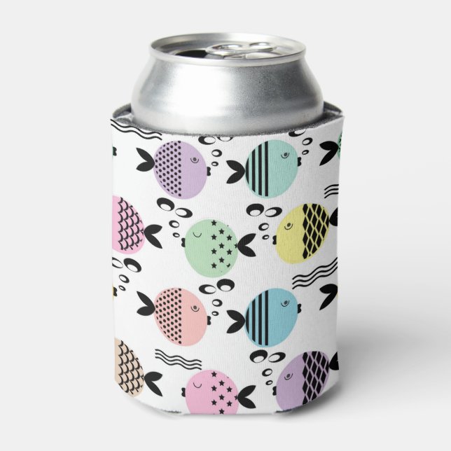 Seamless fish abstract scandinavian modern marine  can cooler (Can Front)