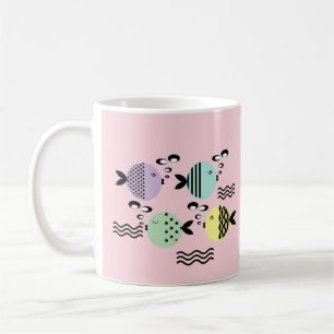 Seamless fish abstract scandinavian modern marine coffee mug