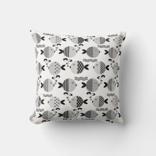 Seamless fish abstract scandinavian modern marine  cushion