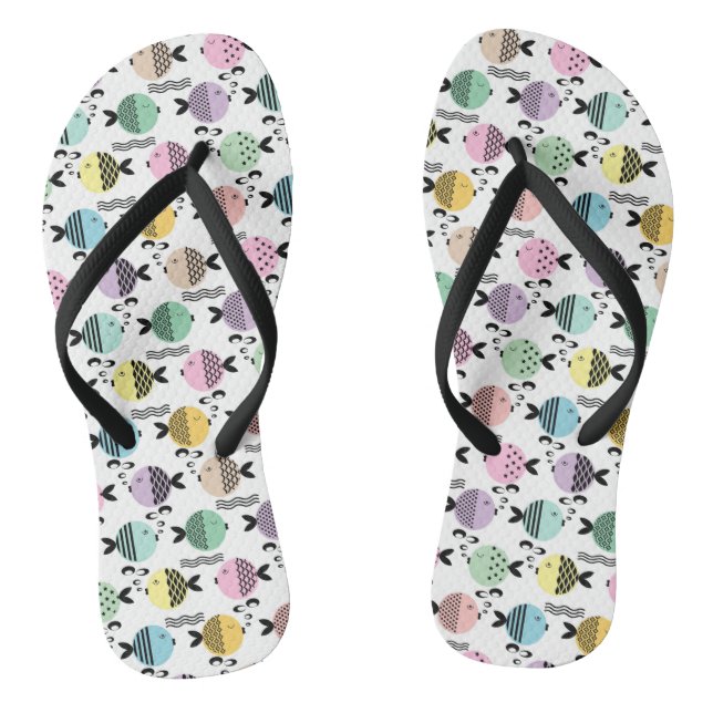 Seamless fish abstract scandinavian modern marine jandals (Footbed)