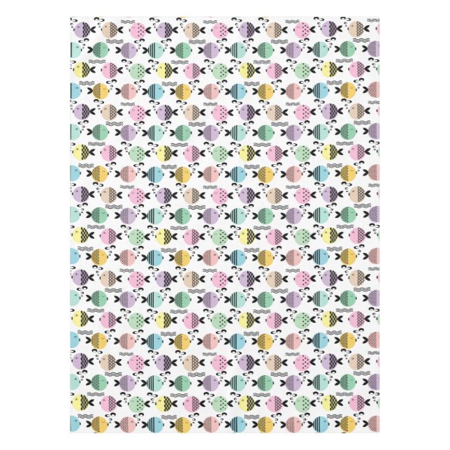 Seamless fish abstract scandinavian modern marine tablecloth (Front)
