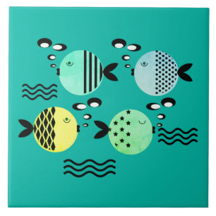 Seamless fish abstract scandinavian modern marine  tile