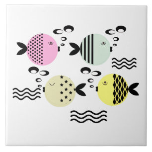 Seamless fish abstract scandinavian modern marine tile