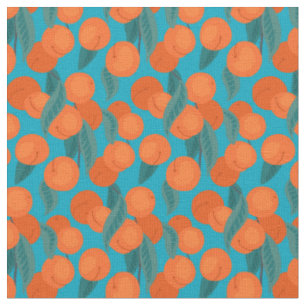 Seamless flat pattern with peaches on branches fabric