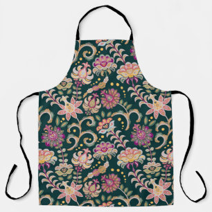 Seamless floral background. Pink flowers and leafs Apron
