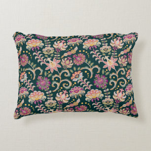 Seamless floral background. Pink flowers and leafs Decorative Cushion