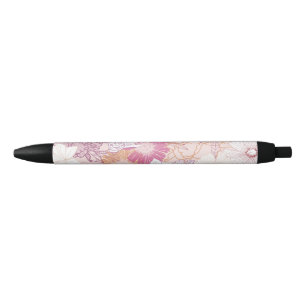 Seamless Floral Black Ink Pen