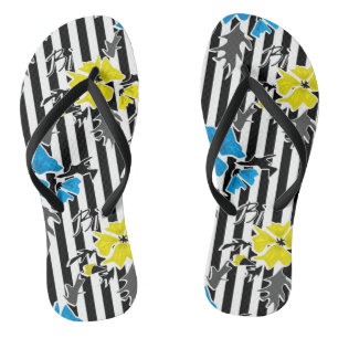 Seamless floral blue yellow flowers grey leaves st jandals