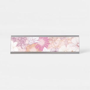 Seamless Floral  Desk Name Plate
