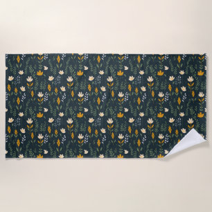 Seamless Floral In Yellow, Orange, and White Beach Towel