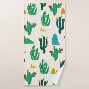 Seamless floral natural abstract cactus pattern on bath towel