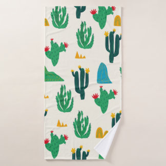Seamless floral natural abstract cactus pattern on bath towel