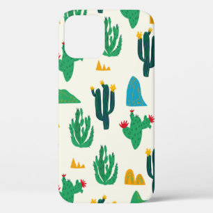 Seamless floral natural abstract cactus pattern on iPhone 12 case