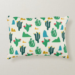 Seamless floral natural abstract cactus pattern on decorative cushion